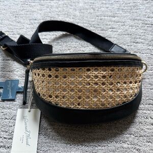 Woven Black and Tan Crossbody Bag